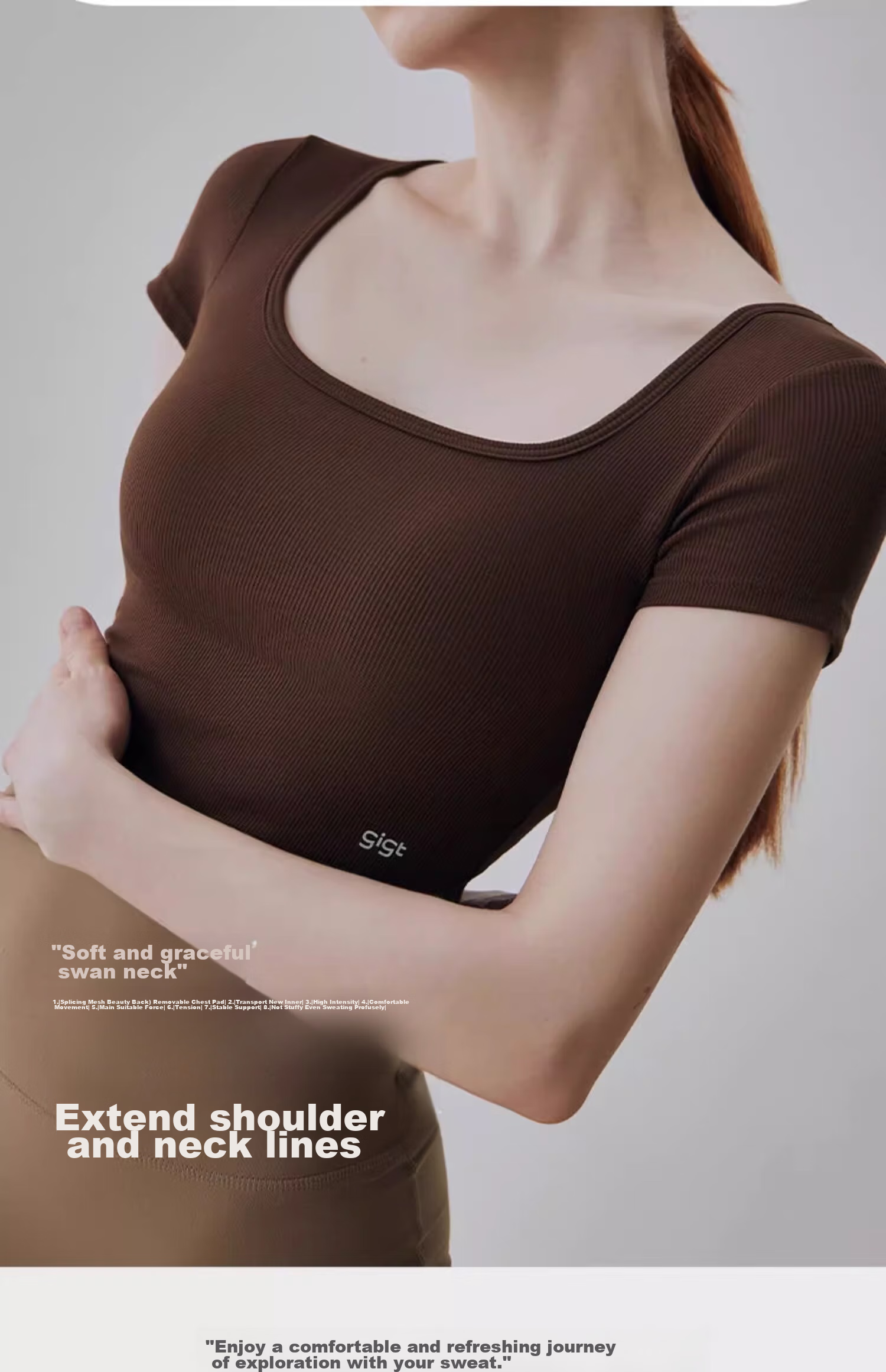 Gigt Yoga Top for Women, Long Sleeve Sports T-Shirt with Built-In Chest Pads, All-In Fitness Wear for Autumn, Athletic Tank Top 12