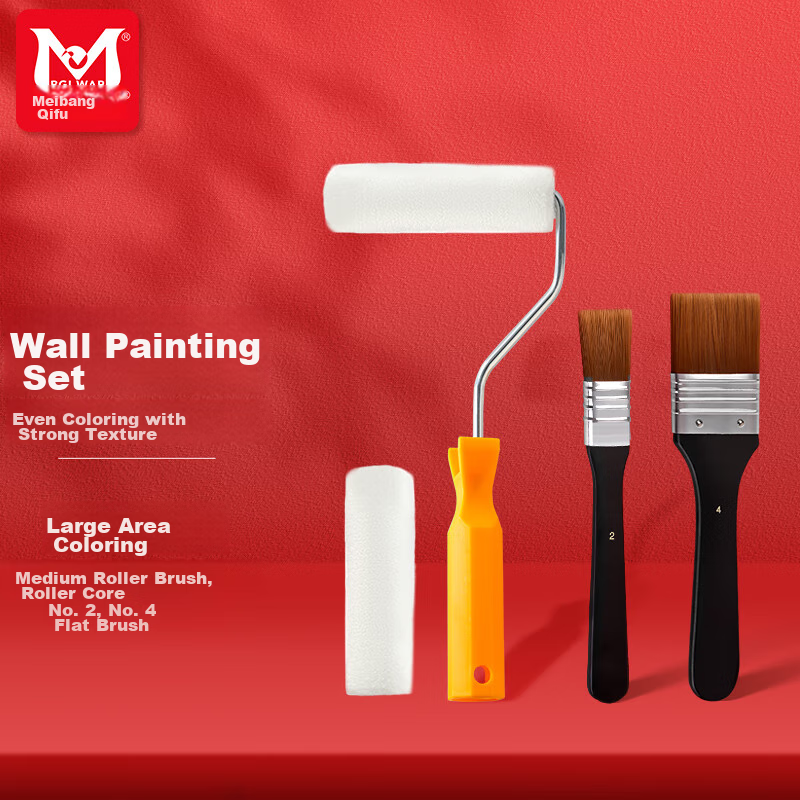BGI-WAPM Paint Roller Brush Set for Art Acrylic Paint Wall Painting Wool Cylinder Coating Brush Oil Paint Latex Paint Roller Brush Kit