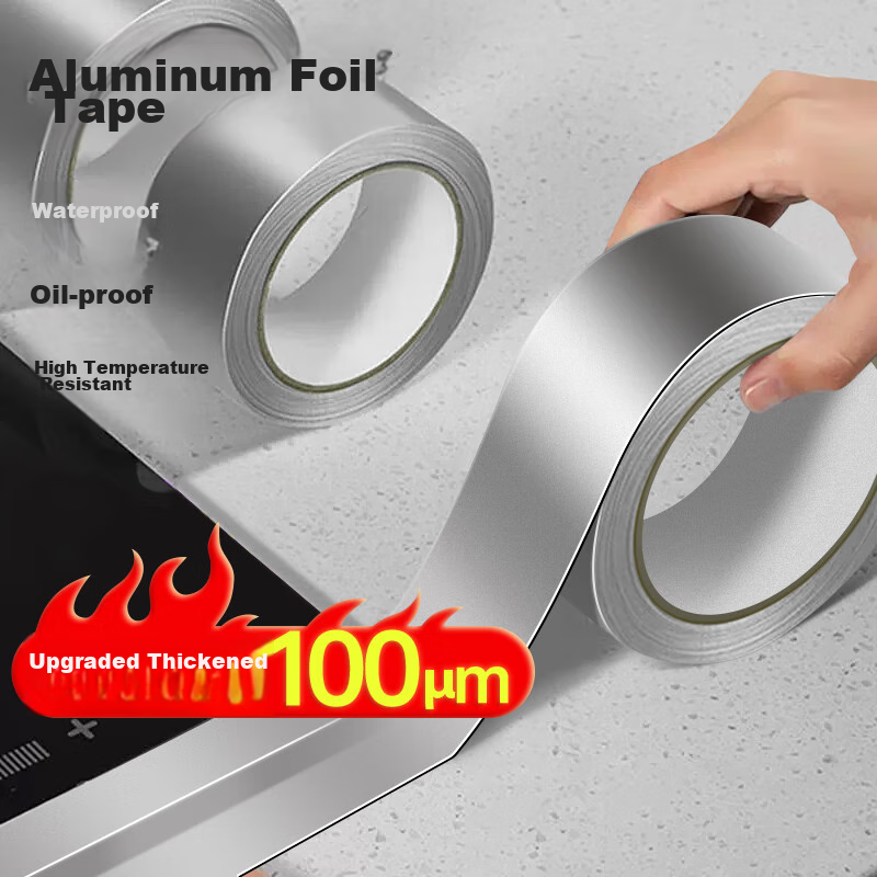 Licao Aluminum Foil Tape, Kitchen-Specific, Waterproof And Oil-Resistant, Heat-Resistant, Upgraded Thickened 100μm, Tin Foil Paper, Stove And Range Hood Anti-Mold Beauty Seam Tape, 60mm*10m