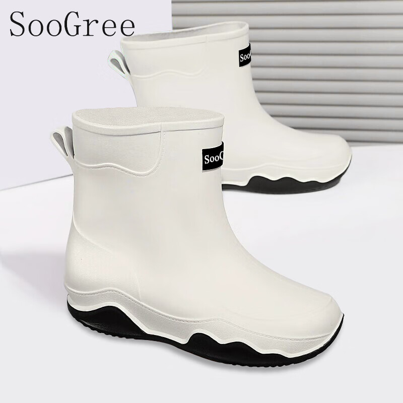 SooGree Mid-Calf Rain Boots for Men And Women, Couples' Outdoor Camping Fishing Car Washing Hiking Cycling Waterproof Non-Slip Wear-Resistant Work Shoes