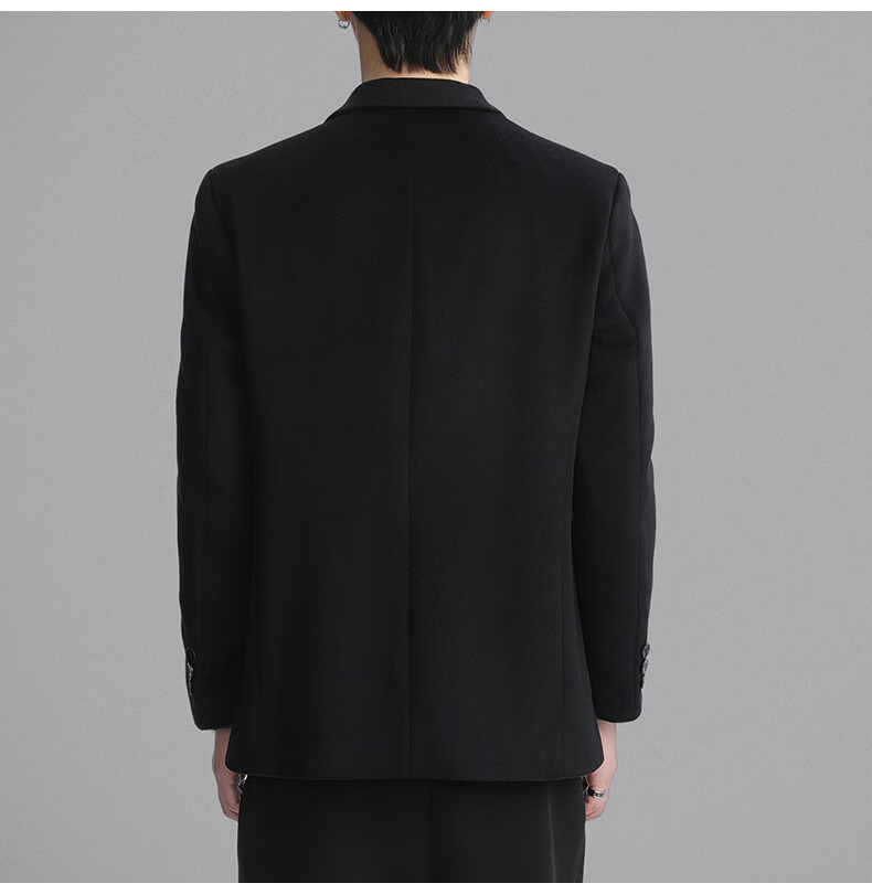 ROMON Men's Wool Blend Blazer Spring Autumn Business Casual Single Suit Coat Warm Jacket XF87 Dark Blue L 15