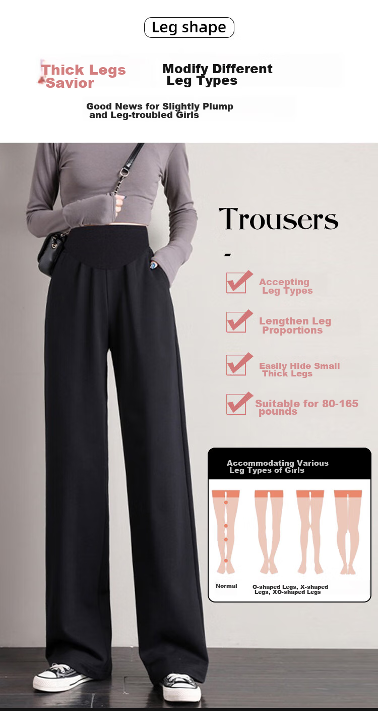 JOYNCLEON Maternity Pants, Summer Women's Wide-Leg Casual Trousers, Leggings, Thin Style, Plus Size, Black L, Jyk152328 3