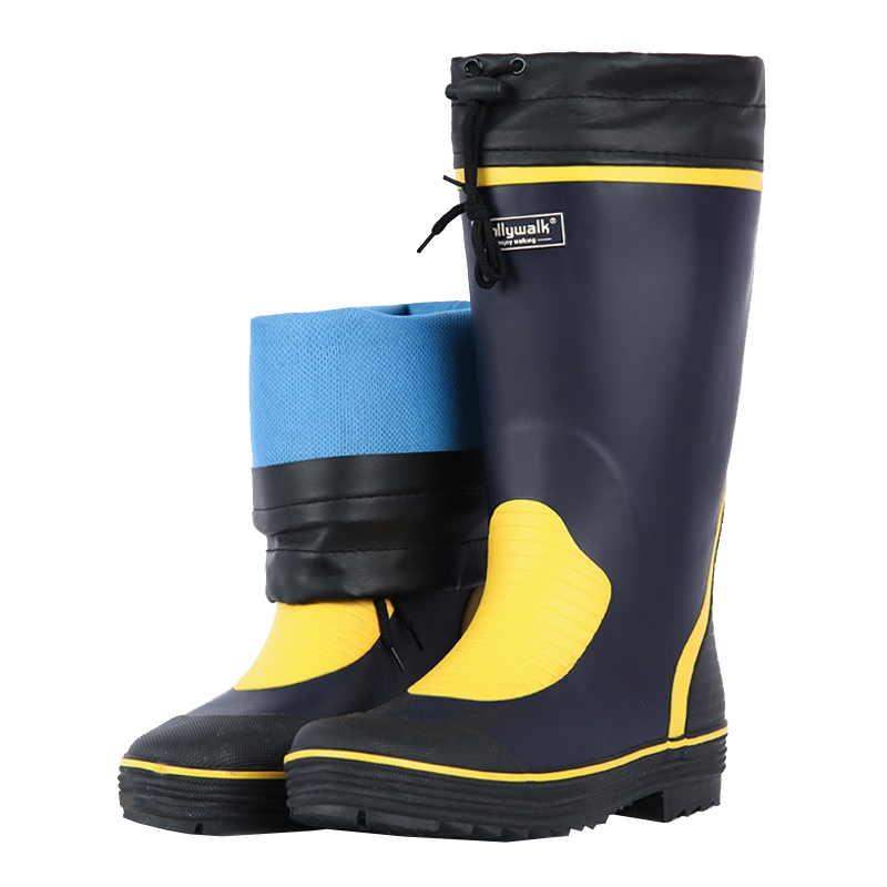 Jolly Walk Water Boots, Rain Boots for Men, High-Top Waterproof Shoes, Long Fishing Boots, Car Washing Waterproof Overshoes, Rubber Shoes JW211 Blue And Yellow 41