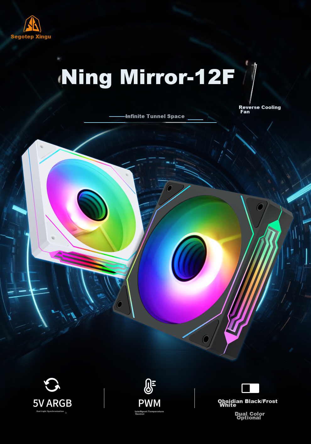Segotep Zhenmu-12 Black Non-Glitter Fan (Real Wood Decoration, PWM Intelligent Temperature Control, Quiet Bearing, Nine Blades High Airflow 12cm Desktop Case Fan) 1