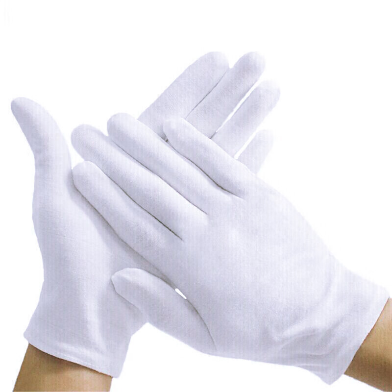 Houchuang Etiquette Gloves [Jingpei] White Cotton Gloves with Three Strands, Universal Labor Protection, Polyester with Buckle Three Strands/10 Pairs 2