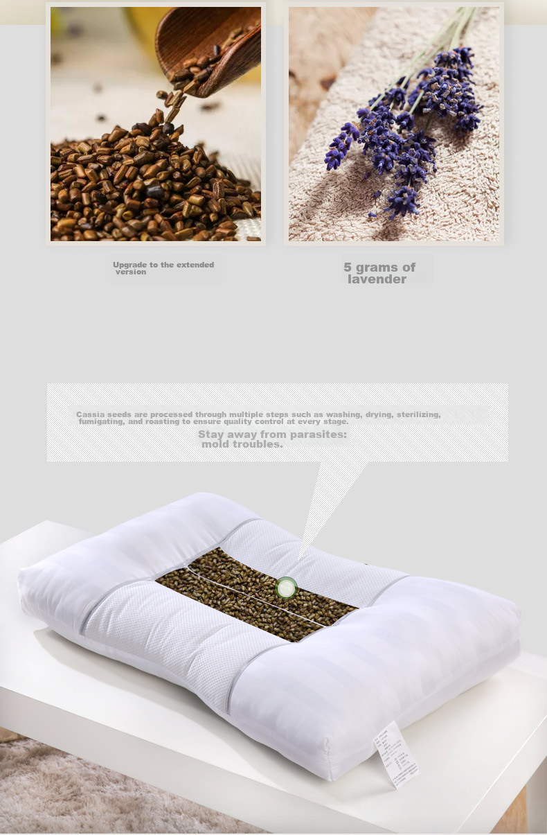 AVIVI Herbal Pillow, Cassia Seed Pillow Core, Cervical Pillow, Herbal Lavender Comfortable Sleep Low Pillow, 45*70*6cm 5