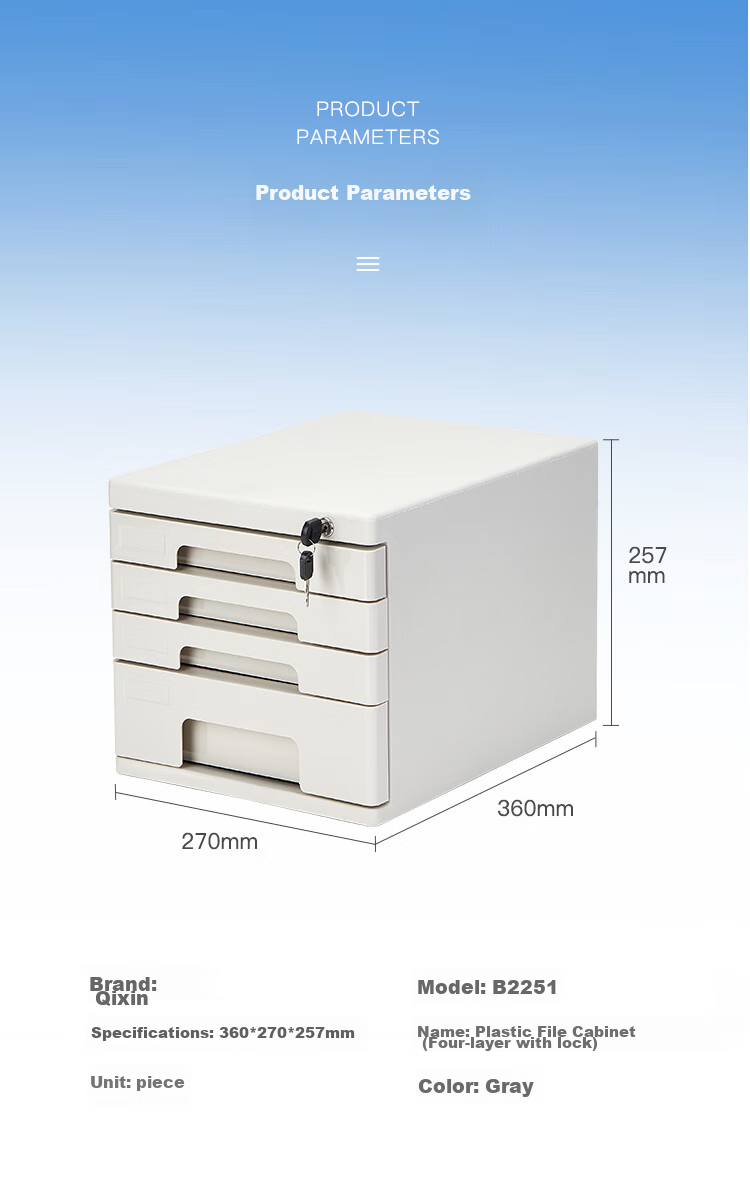 COMIX 4-Tier Lockable Desktop File Cabinet with Drawers, Plastic Storage Cabinet with Index Labels, Office Supplies, Gray B2251 6