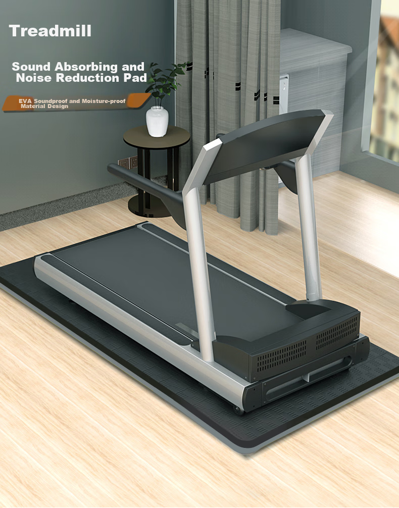 Treadmill Mat, Soundproof Mat, Shock-Absorbing Mat, Thickened Aerobics Mat, Fitness Non-Slip Floor Mat, 1750*800*20mm, Black And Gray 2