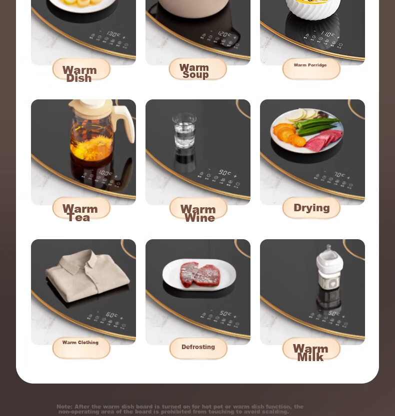 PADEFU Electric Hot Plate with Induction Cooker for Hot Pot, 2026 New Multifunctional Household Heating Plate, Food Warmer, Insulation Board, Electric Ceramic Stove, Automatic Rotating Dining Table Turntable Gadget, 68cm 23
