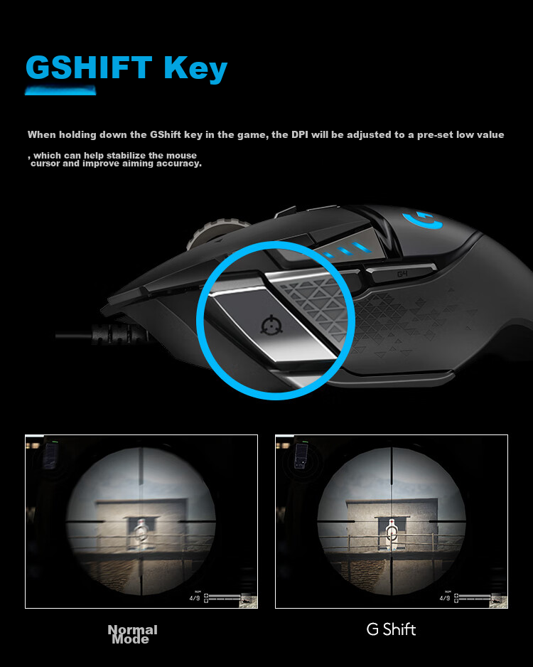 G G502 HERO Wired Gaming Mouse, HERO Engine, RGB Lighting Effects, Ergonomic Mechanical Weighting, Esports Mouse, Essential for Dva Triangulum 10
