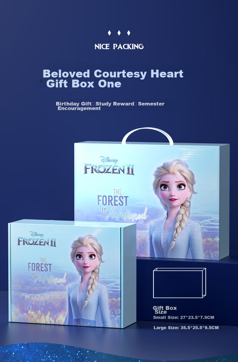 Disney Stationery Set, Elementary School Student Backpack Stationery Gift Box, Girls' Birthday Gift Learning Supplies Large Gift Pack for Ages 12-15 Children's Day Gift, Froze 5