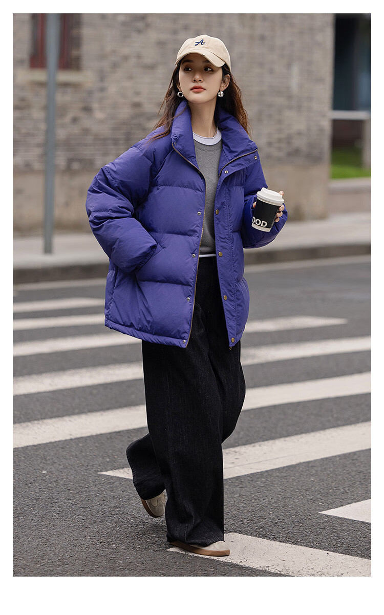 Dme [Light Warm Winter] Vintage Stand Collar 90% Duck Down Jacket for Petite Women, Warm Coat for Winter 3