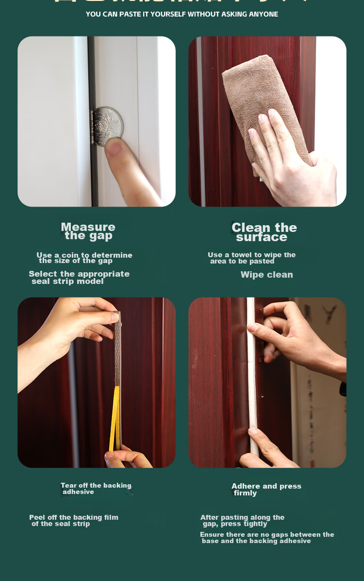 CIAYLERN Door Gap Sealing Strip, Windproof Soundproof Window, Anti-Theft Door Gap Frame Sticker, Sealing Anti-Leak Windproof House Door Stopper Rubber Strip 7