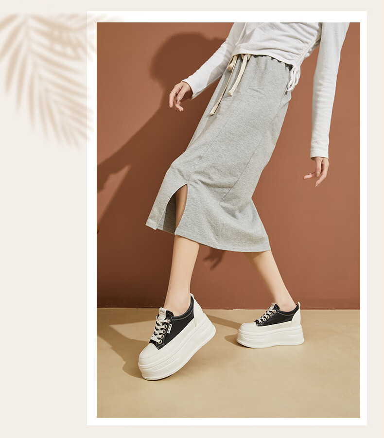 DAPHNE Thick-Soled Height-Increasing Casual Shoes for Women, Classic Sneakers, Height-Increasing Slimming White Shoes for Petite Women, White, Size 35 6