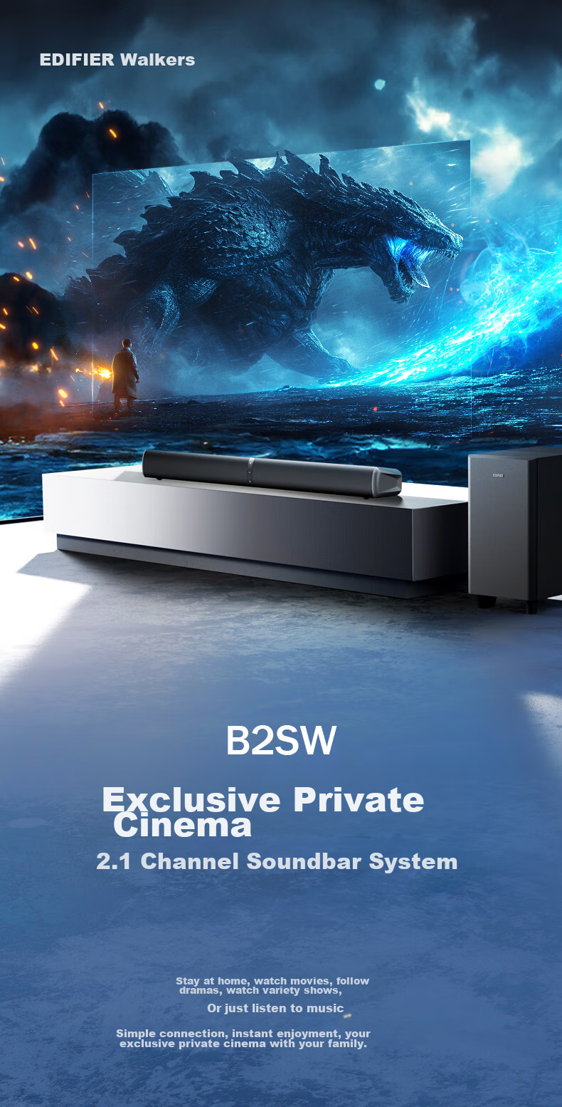 EDIFIER B70 TV Soundbar, Dolby Atmos Wireless Bluetooth Soundbar, Home Theater System, PS5 Gaming Speaker, Wireless Subwoofer 1
