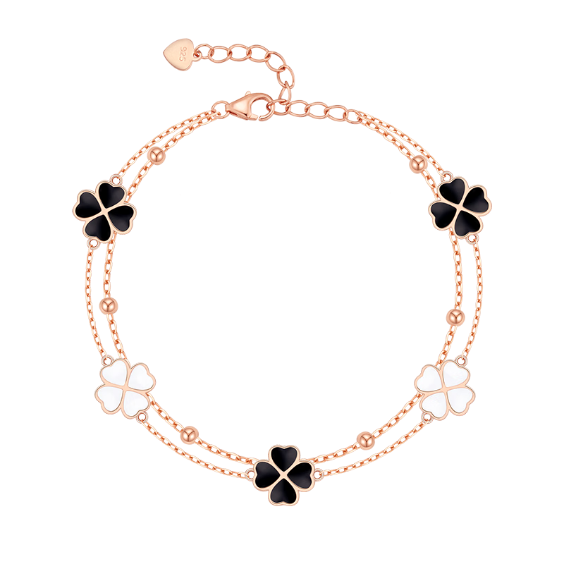 Grace Girl Double-Layer Four-Leaf Clover Bracelet, Women's Fashionable And Unique Simple Jewelry, Practical Anniversary Birthday Gift for Girlfriend