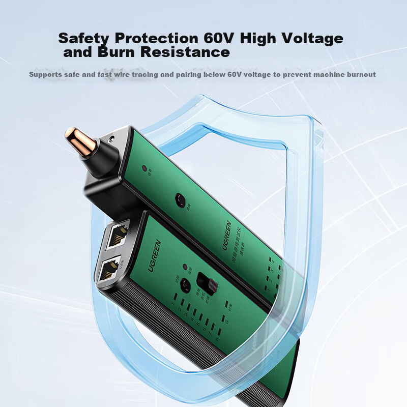 UGREEN Network Cable Tester, Multifunctional Telephone And Network Cable Tester, Wire Tracker, Line Finder, 60V Voltage-Resistant Burn Prevention Cable Tracer And Continuity Tester Set, 10951