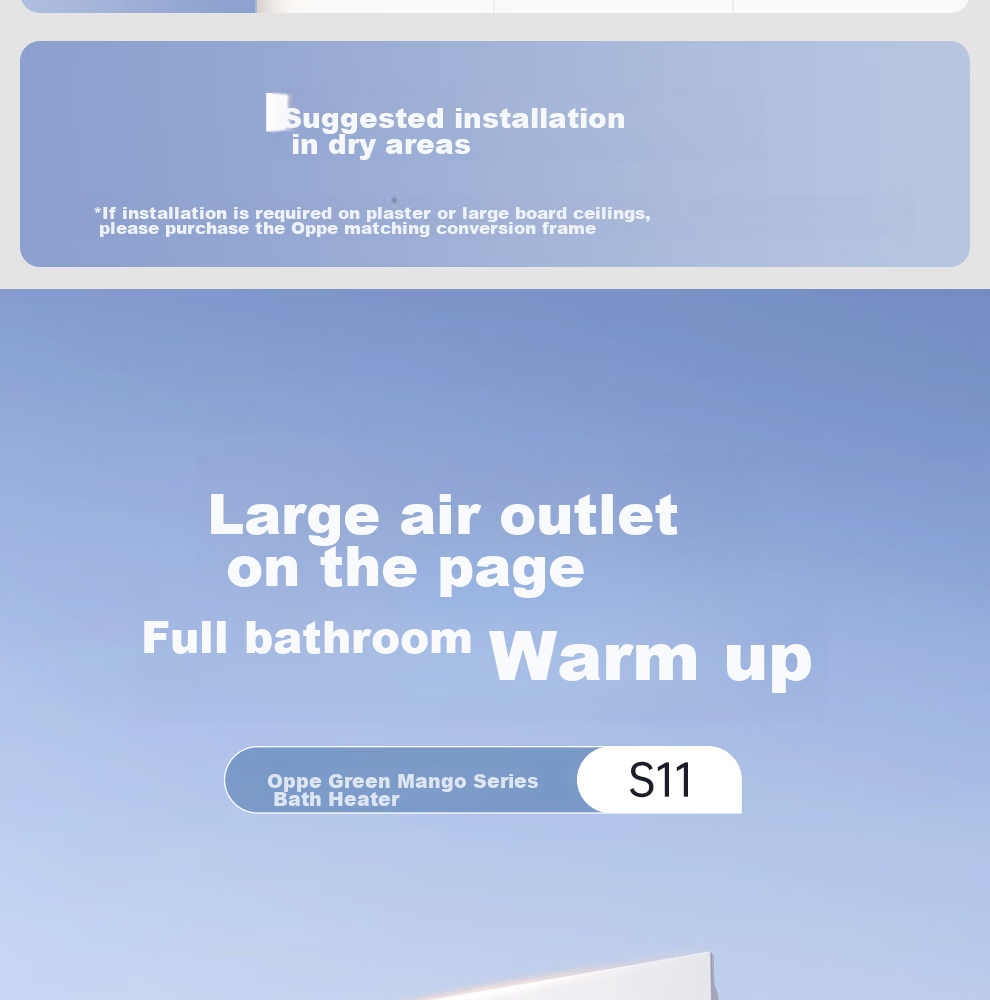 AUPU Wind Heating Bathroom Heater G Series Integrated Warmth Lighting Exhaust Fan with Adjustable Speed Strong/Weak Heating Bathroom Heater S11 4