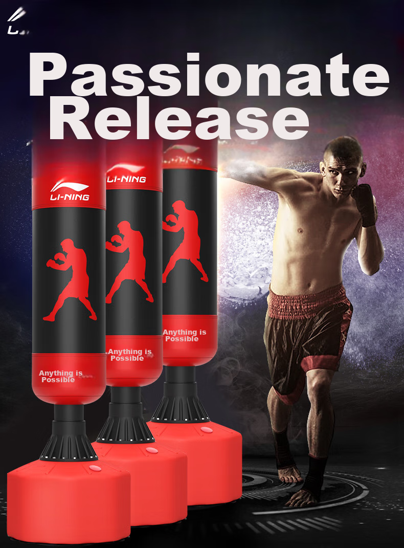 Li-Ning Boxing Punching Bag, Home Standing Adult Punching Bag, Kickboxing Training Equipment, Non-Slip Taekwondo Punching Target, 056 Black 1