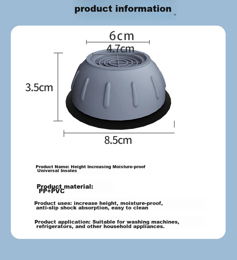 ProPre Washing Machine Base Foot Pads Compatible with Haier, Little Swan, Siemens Drum And Impeller Washing Machines Universal Height-Increasing Waterproof Non-Slip Anti-Vibration Pads Thickened Fixed Bases 4-Pack 10