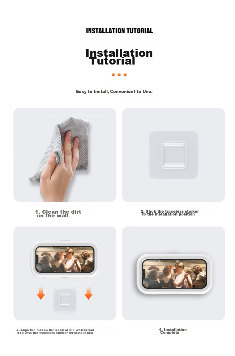 Jiashigao Bathroom Phone Holder, Waterproof Wall-Mounted Storage Box for Toilet, Shower, And TV Binge-Watching 17