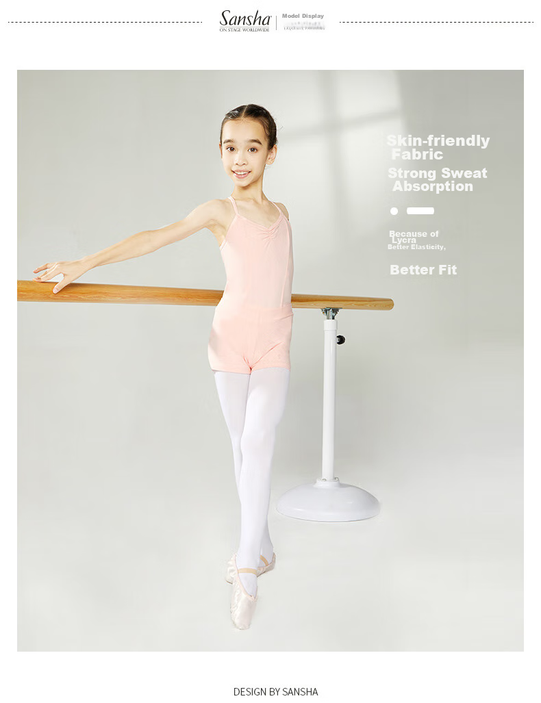 Sansha Children's Sports Dance Shorts for Girls, Tight-Fitting Practice Yoga Pants, Anti-Exposure Fitness Pants, Black, XXL 5