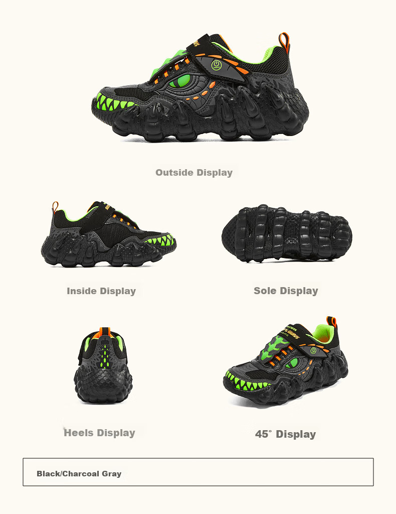 Skechers, Self-Operated Boys' And Men's Monster Velcro Light-Up Sneakers, Children's Running Shoes, 400112L 26