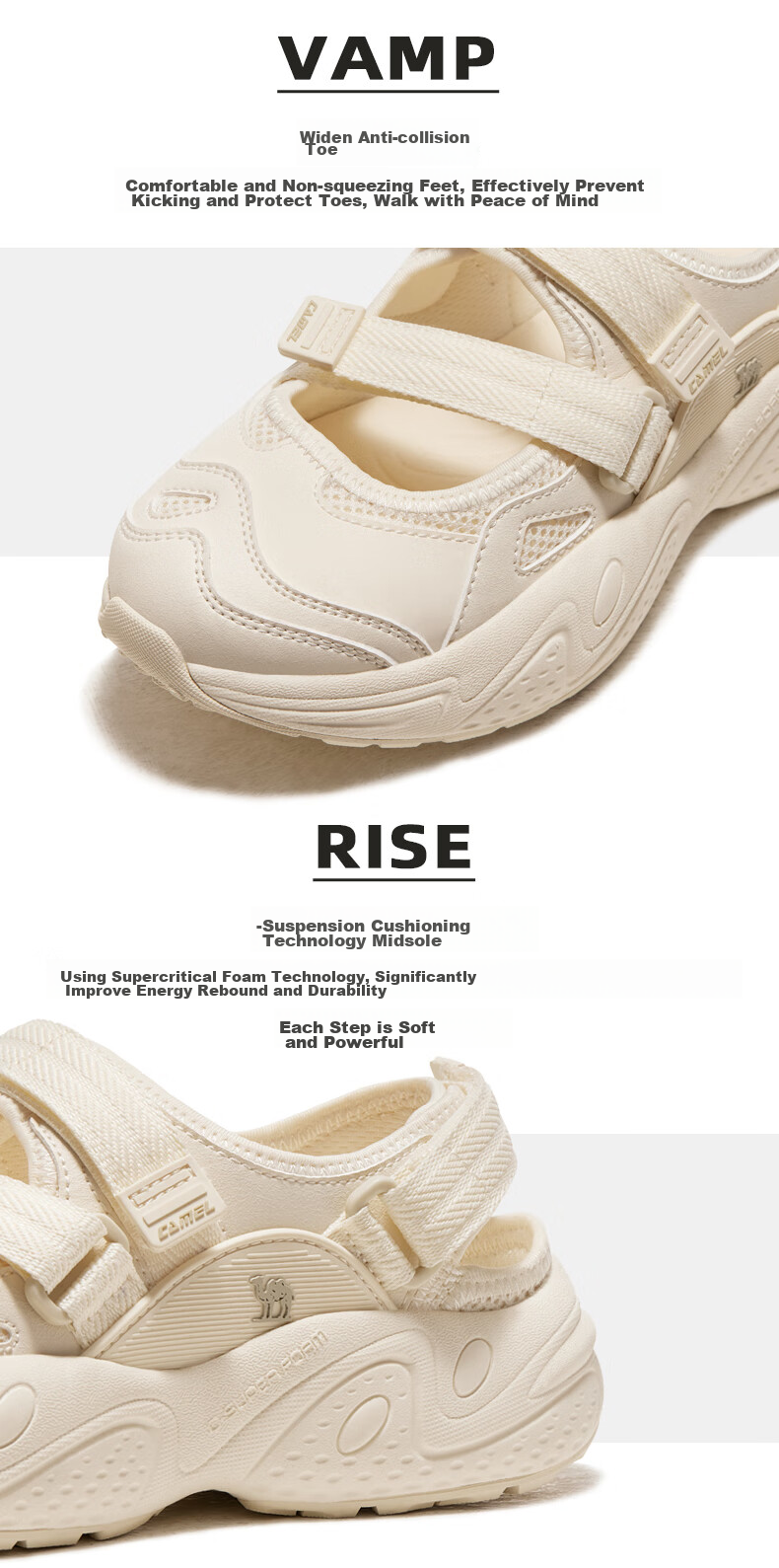 CAMEL Mary Sports Casual Shoes, Outdoor Beach Thick-Soled Heightening Women's Shoes, X24B09L7007, Beige, Size 40 24