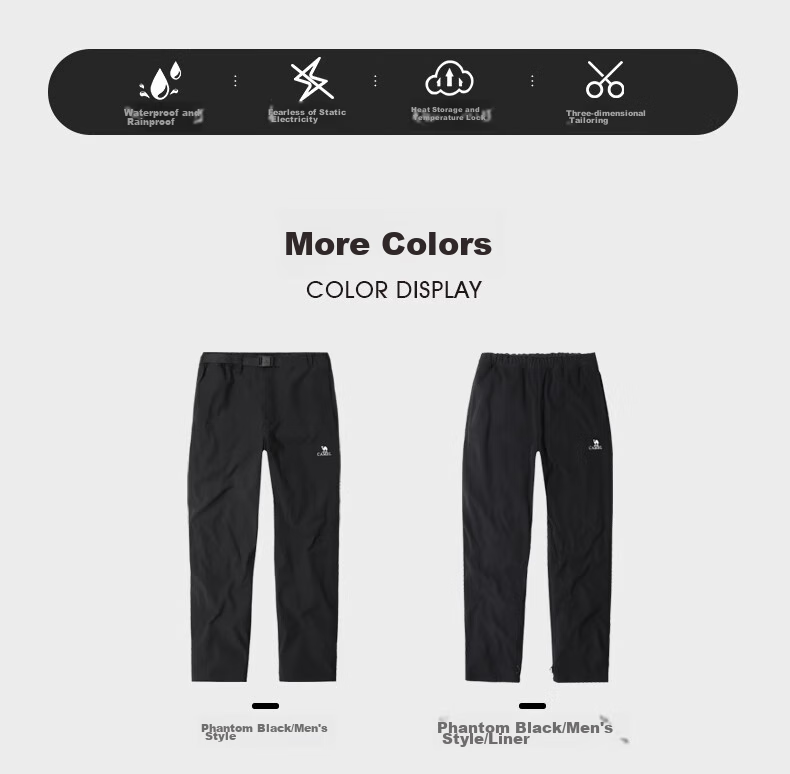 CAMEL Outdoor Hiking Pants for Men, Three-In Spring And Autumn Windproof Waterproof Thickened Fleece-Lined Mountaineering Ski Pants A13CAF0045 15