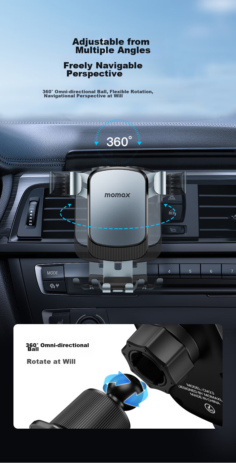 MOMAX Electric Vacuum Suction Car Phone Holder Magnetic Dashboard Suction Cup Navigation Mount 7