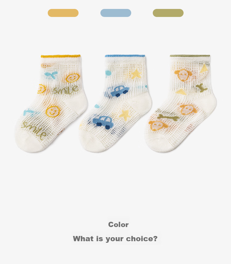 Niduoxiong Children's Socks, Summer Baby Mesh Socks, Loose-Top Thin Cotton Socks for Boys, Newborn Socks for Kids 12