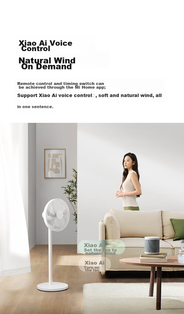 Mijia Xiaomi Electric Fan Floor Fan for Home Use, DC Inverter Natural Wind Wide-Angle Quiet Energy-Saving Fan 1X Upgraded Version, Power Bank Charging 9