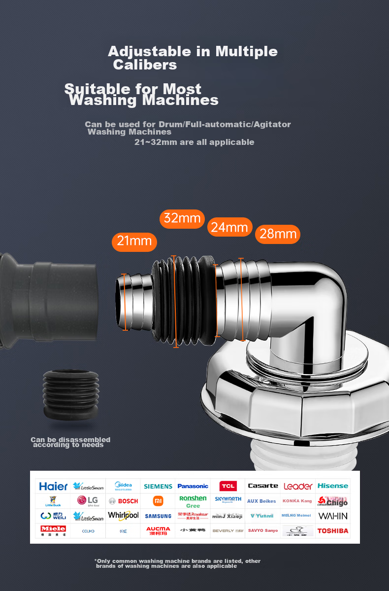 Muvi Washing Machine Drain Connector, Anti-Odor Tee Joint, Two-In Sink Drainage Pipe, Overflow Prevention Special Device 6