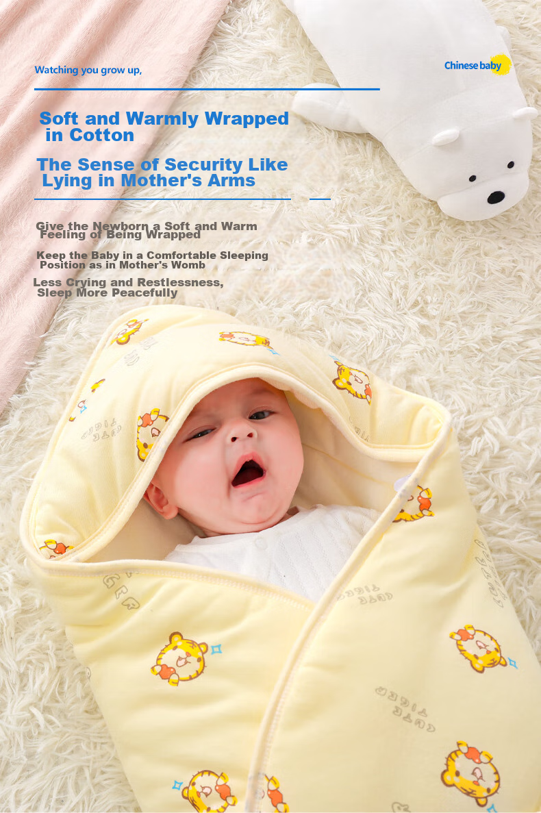 Nanjiren Newborn Baby Swaddle Blanket, Anti-Startle Sleeping Bag, Pure Cotton Wrap, Baby Swaddle, Maternity Ward Air Conditioning Blanket, 85*85cm 6