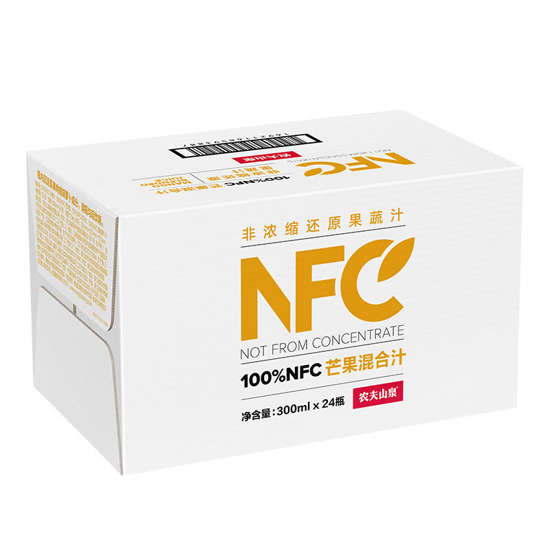 农夫山泉100%纯果汁NFC芒果混合汁300ml*24瓶鲜果0添加剂饮料礼盒