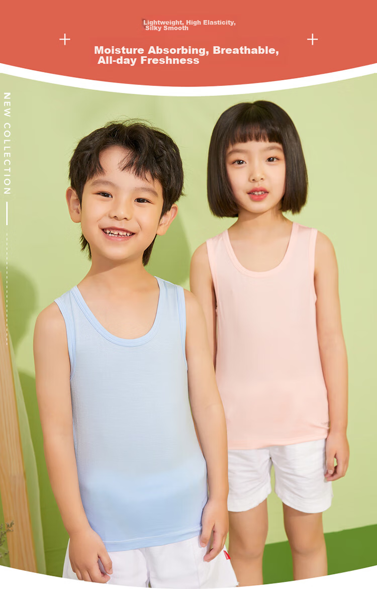 THREEGUN Children's Clothing Class A Modal Undershirt Vest for Girls And Boys Students 2