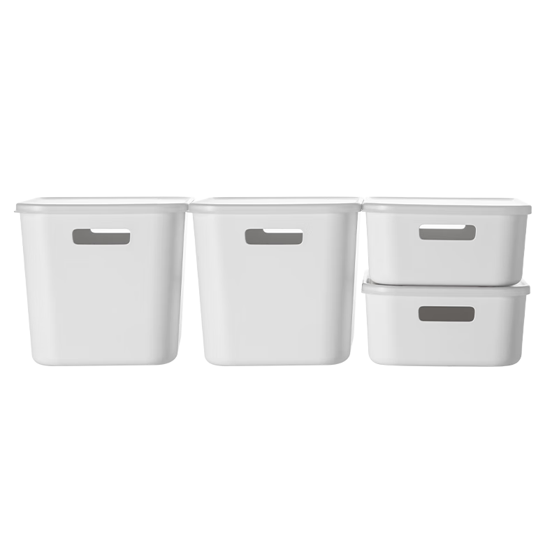 Lanjiaoluo Storage Box with Lid, Miscellaneous Items And Snacks Organizer, Storage Container for Office And Dormitory, Plastic Storage Box Set of Four Pieces