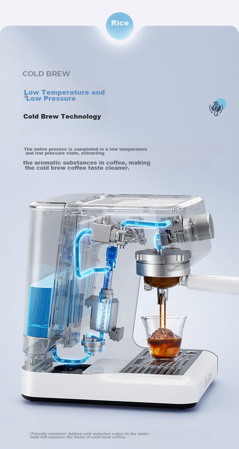 Barsetto [30-Day Price Protection] Italian Semi-Automatic Home Cold Brew Coffee Machine with Temperature Control, Pump Pressure Extraction, Detachable Design, Hot And Cold Dual Extraction, Compact All-In Grinder BAE-M2C White 3