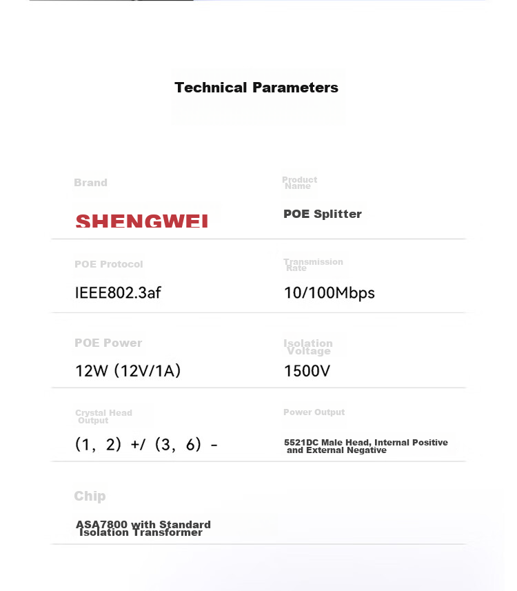 Shengwei Poe Splitter Two-In Outdoor Isolation Waterproof Network Cable Power Supply Module, National Standard 48V to 12V 1.2A, for Surveillance Switches, Network Cameras, CPOE12VF 8