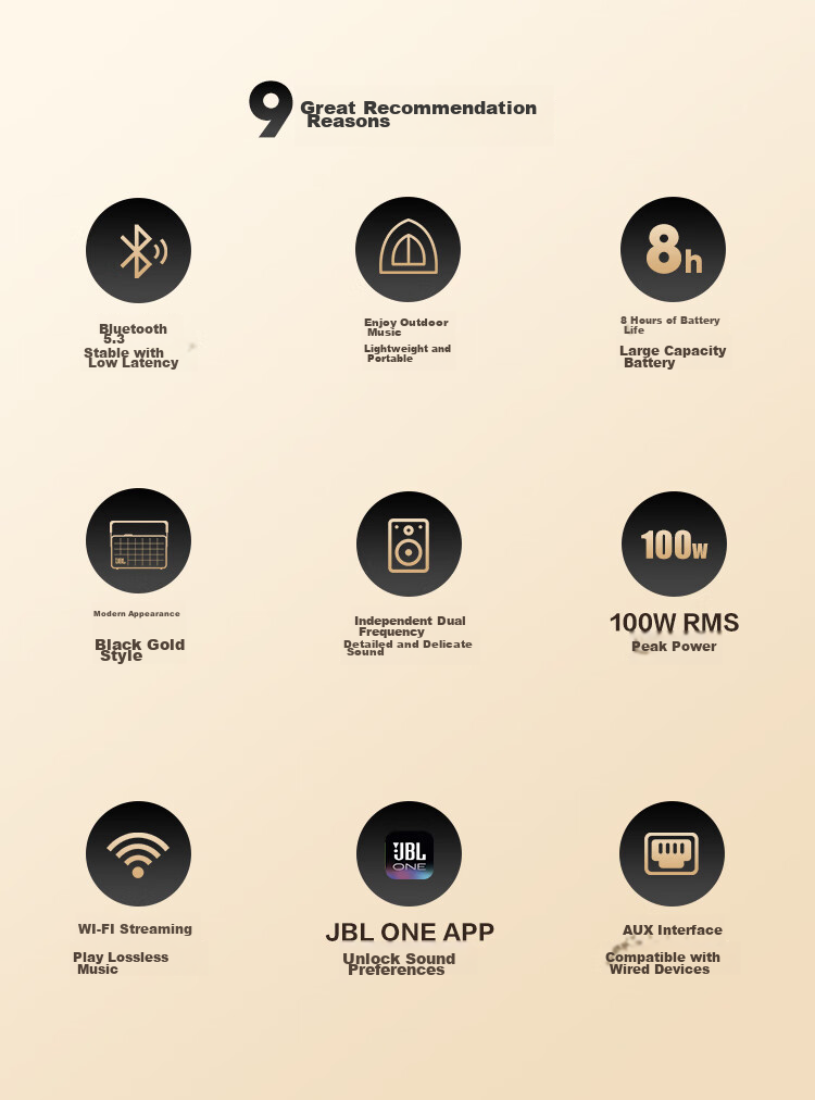 JBL A300 Platinum Edition WiFi Bluetooth Speaker, High-End Outdoor Portable Home Computer HIFI Desktop Speaker, Birthday Gift for Men And Wome 2