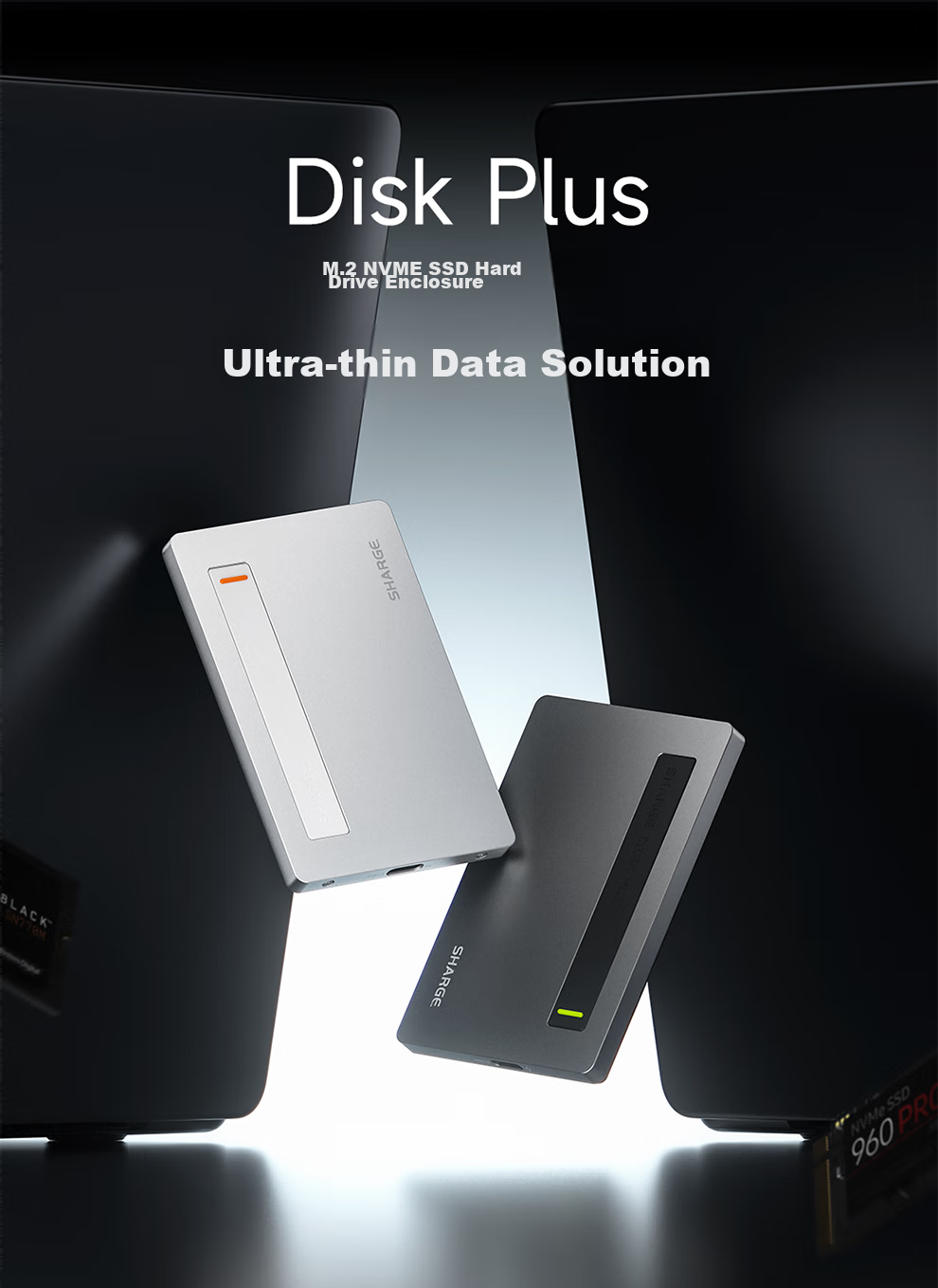 SHARGE Magnetic Hard Drive Enclosure with Bend Cable, USB-C to USB-C Data Transfer, Compatible with Apple IPhone 16, Mobile Phones And Mac Computers 1