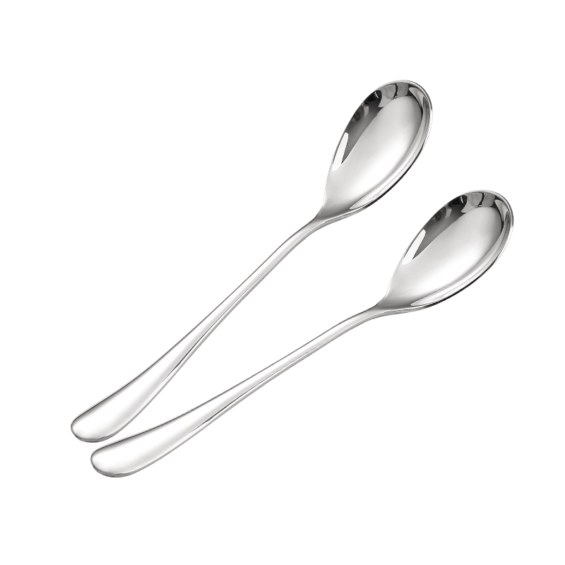Guangyi 304 Stainless Steel Soup Ladle And Spoon, Extra Large Thick Round Bottom Dining Spoons for Eating, 2-Piece Set GY7881