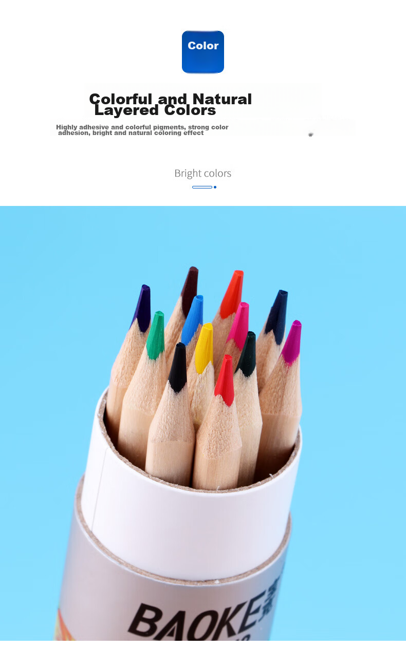 BAOKE PO1612 Natural Wood Oil-Based 12-Color Triangular Barrel Colored Pencils, Vibrant Colors, Drawing Pencils in Paper Tube, Essential for Students' Back-To Supplies 8