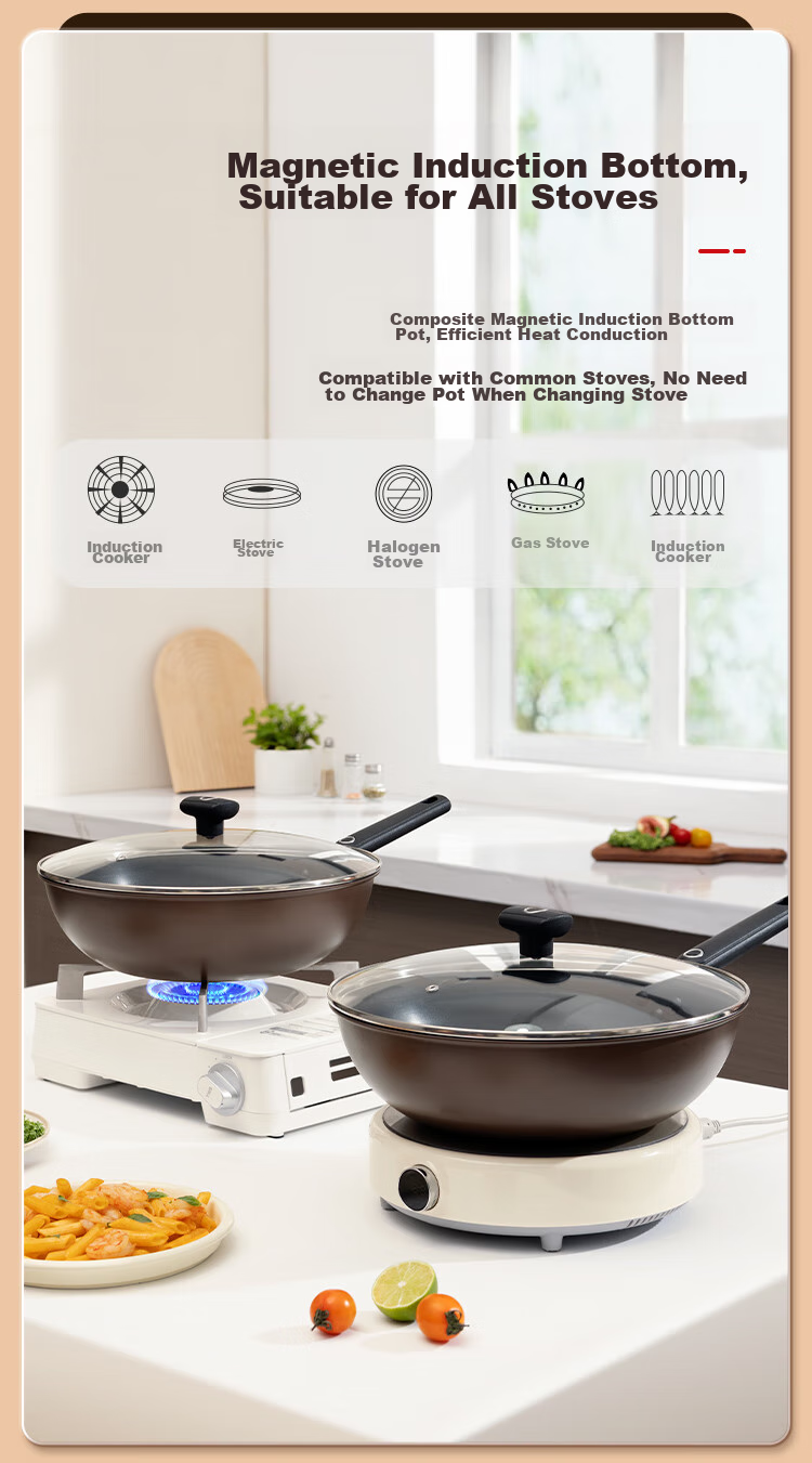 COOKER KING Wok, Easy-To Flat Bottom Non-Stick Pan, Low-Smoke Cooking Pot, 32cm, Compatible with Induction Cookers, Zili Second Generation B50069H 8