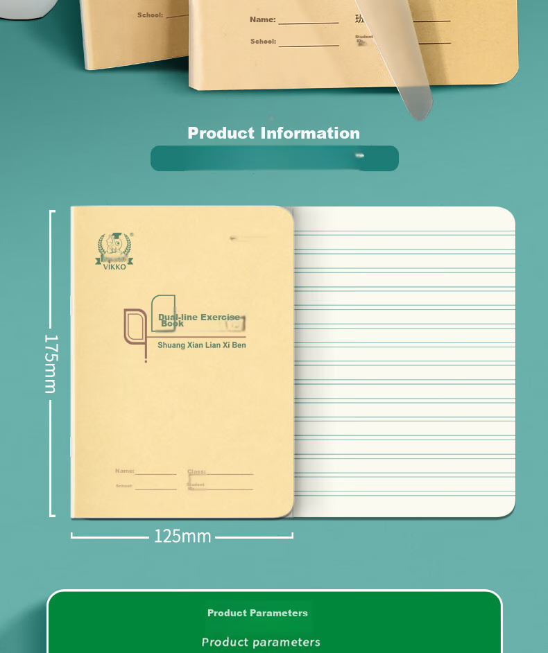 Duoliboshi 36k Tian Ge Ben 8 Grids 11 Lines 22 Sheets with Built-In Book Cover, Tian Zi Ge Writing Practice Notebook for Kindergarten And Primary School Students in Grades 1-3, National Standard Thickened 5 Books [Essential for Students] 2
