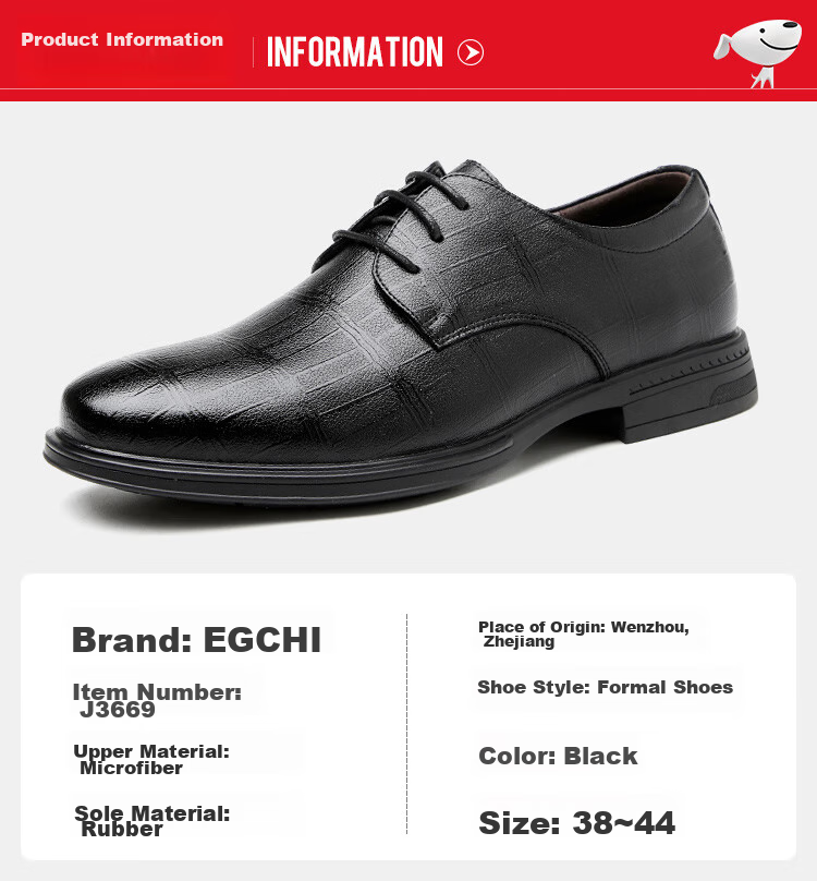 EGCHI Men's Leather Shoes, Business Formal Shoes, British Fashion Lace-Up Soft Leather Breathable Round Toe Shoes J3669 Black Size 38 6
