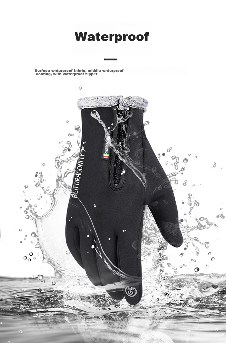 RED DRAGONFLY Cycling Gloves for Men, Winter Outdoor Sports Windproof Water-Resistant Running Hiking Gloves, Warm Fleece-Lined Touchscreen Gloves 6