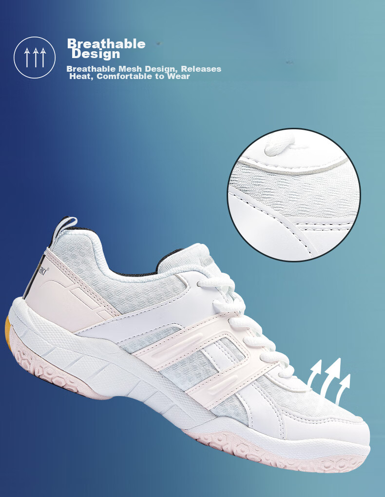 KAWASAKI Badminton Shoes for Women, Professional Competition Training, Wear-Resistant, Shock-Absorbing, Breathable Sports Shoes K-073D White Pink 40 5