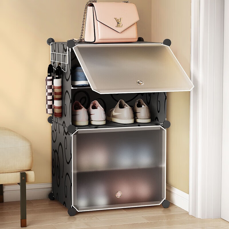 Anerya Ultra-Thin Shoe Cabinet, Entryway Simple Shoe Rack, Multi-Layer Dustproof Storage Shelf, Resin Assembly Cabinet, Single Column Four-Tier