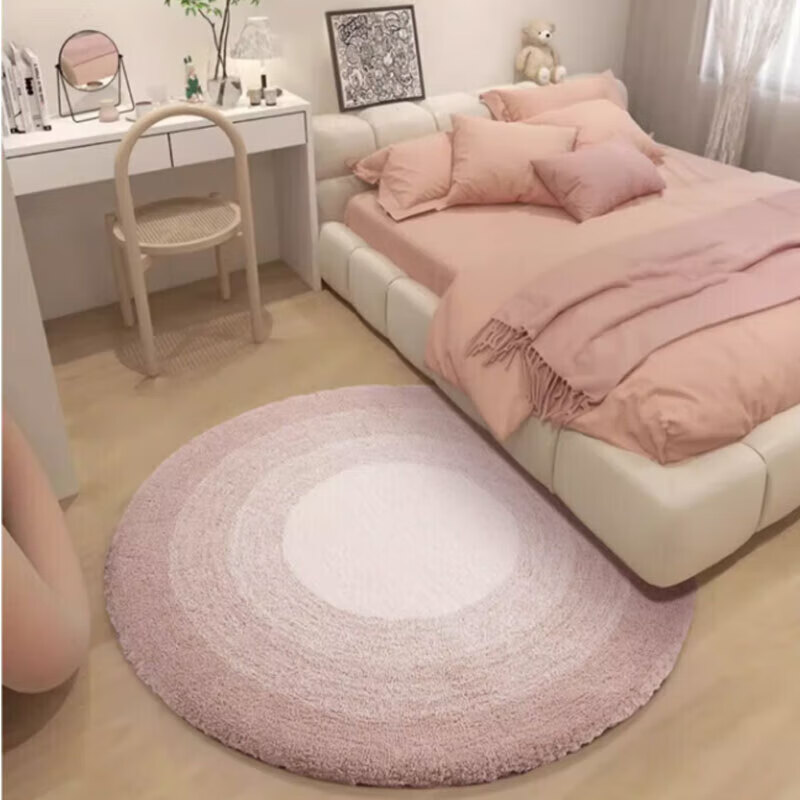 Keecy Non-Slip Round Carpet, Bedroom Ins Style Nordic Simple Living Room Bedside Rug, Dressing Table Home Light Luxury High-End Feel